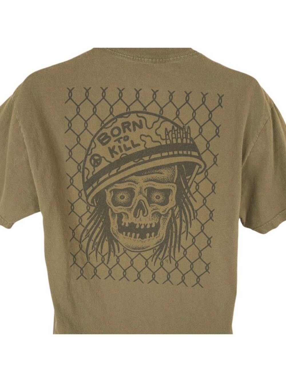 Full Metal Jacket T Shirt Mens Size Large Green Born To Kill Sketchy Tank Skull
